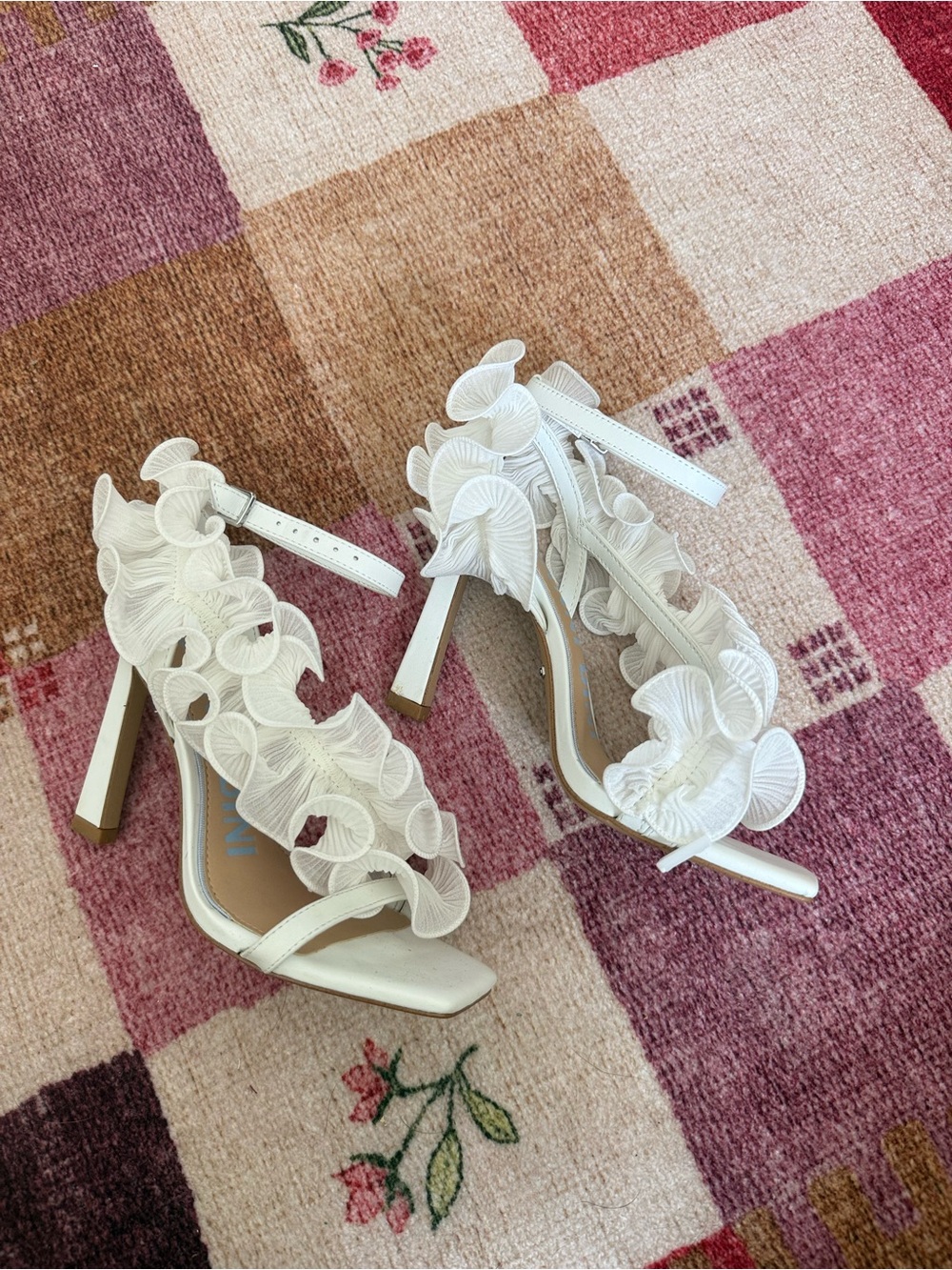 Gianni Bini Bridal Collection Franz Leather Chiffon Ruffle Sandals
